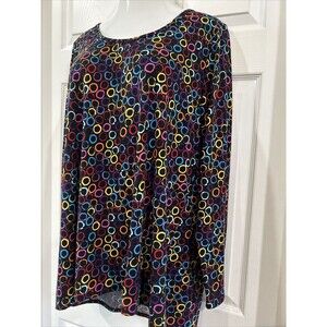 Lularoe Lynnae Plus Size 3XL  Hi Lo Tunic Knit Top Geometric Print Colorful